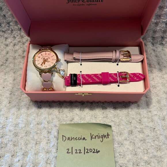 Juicy Couture 3-in-1 Heart Charm Watch Gift Set | Blush Pink & Gold